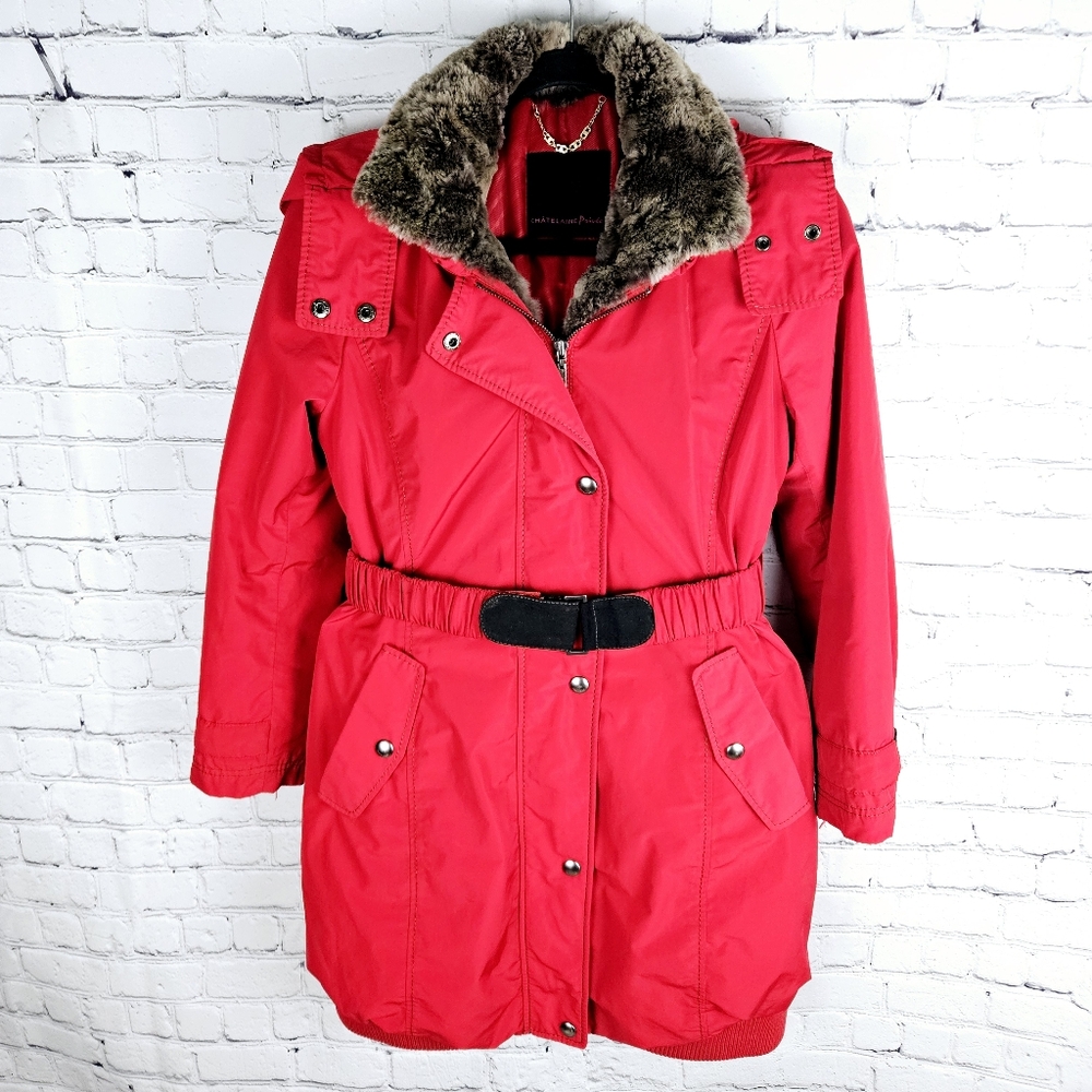 CHATELAINE PRIVEE | belted removable lining hooded winter jacket